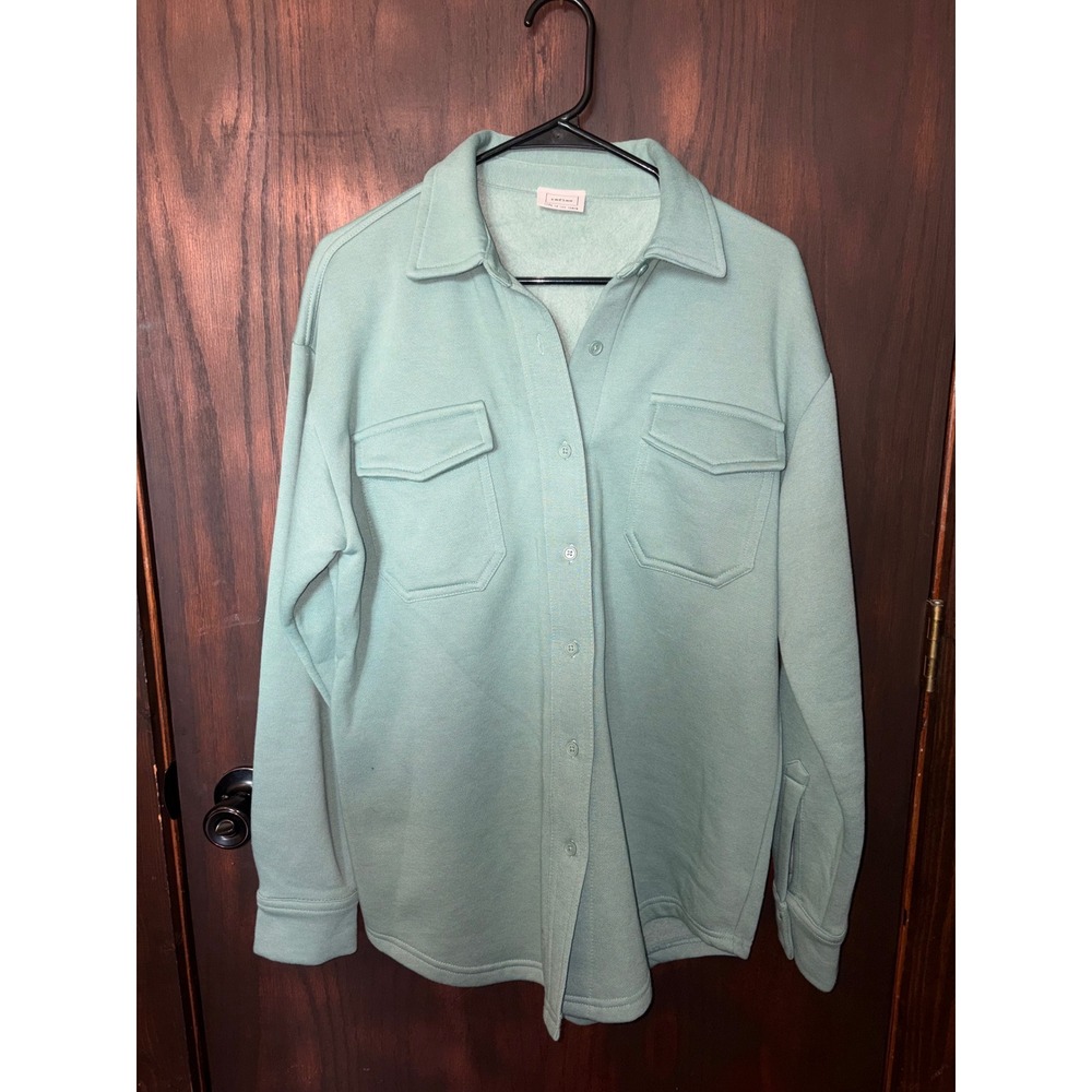 Reflex Life is Out There Sage Green Fleece Button Down Shacket Jacket T700 Large
